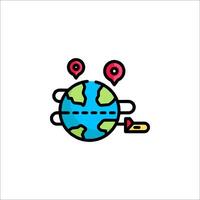 A globe with a pin on it and a map vector