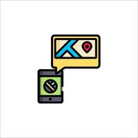 A phone and a map with a speech bubble vector