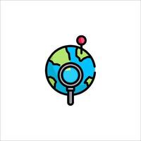 A globe with a magnifying glass on it vector