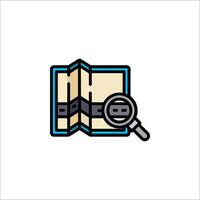 A magnifying glass and a book icon vector