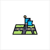 A map with a flag on it and a road vector