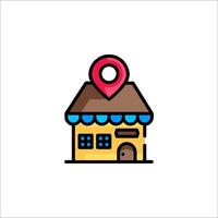 A house with a pin on it and a map marker vector