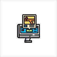 A computer monitor with a map and a paper vector