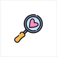 Magnifying glass with heart icon vector