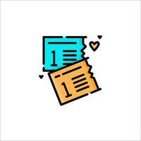 A colorful icon of two papers with hearts vector
