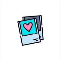 A photo of two polaroids with a heart on top vector