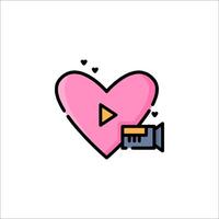 A pink heart with a player icon vector