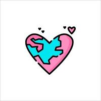 A pink and blue heart with a broken piece of it vector