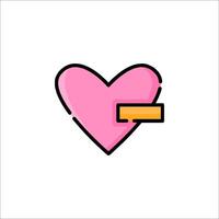 A pink heart with a pencil in it vector