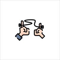 Two hands holding a string and pointing to each other vector