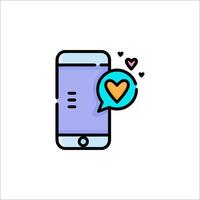 A phone with a heart and a speech bubble vector