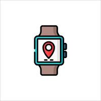 A watch with a map icon on it vector