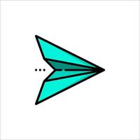 A paper airplane icon with a green arrow pointing down vector