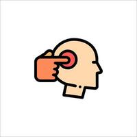 A hand pointing to a brain icon vector