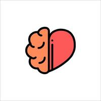A heart and brain icon on a white background vector