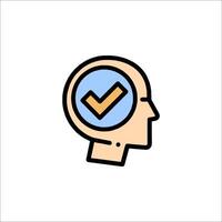 A person's head with a tick mark on it vector