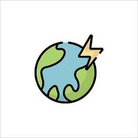 Earth globe with lightning icon vector