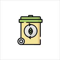 A garbage can with a green leaf on it vector