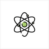 An atom symbol with a green apple on it vector