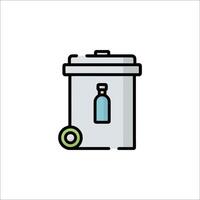 A trash can with a bottle inside vector