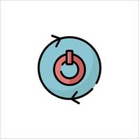A circle with a red and blue power button icon vector