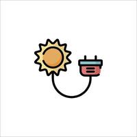 A solar panel and plug connected to a wall vector