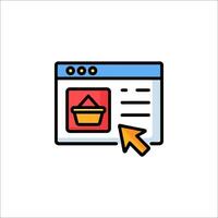 A shopping cart icon with an arrow pointing to it vector