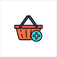 A shopping basket with a plus sign on it vector