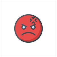 A red angry face icon with a cross on it vector