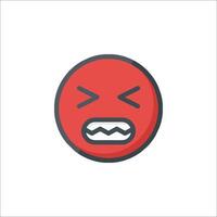 An angry red emoticion icon vector