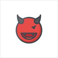 A devil face with horns and a red eye vector