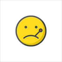 A sad face with a red dot on it vector