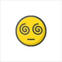 A yellow emoticion with a face and a spiral vector