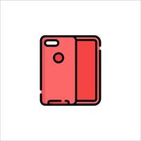 A red phone with a red cover on it vector