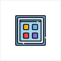 A square with four different colored squares on it vector