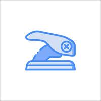 A blue icon of a stapler on a white background vector