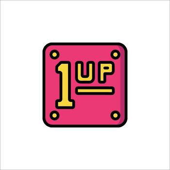 A pink square with the word 1 up on it vector