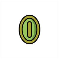 A green and yellow number zero icon vector