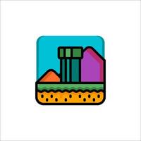 A colorful icon of a city with a building in the background vector
