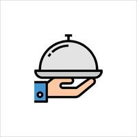 A hand holding a tray with a platter on it vector