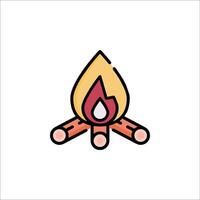 A campfire icon with a flame on top vector