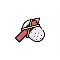 A pencil and a piece of sushi are in a line vector