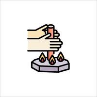 Hand holding a candle icon on white background vector