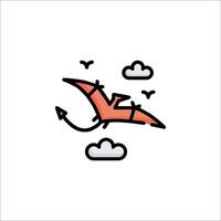 A cartoon bird flying through the sky with clouds vector