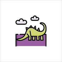 A dinosaur is sitting on a purple pillow vector