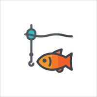 Fishing line icon with a fish on a hook vector