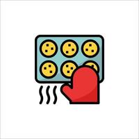 Cooking oven icon with a red glove and a cookie vector