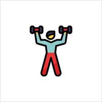 A man lifting weights icon in a flat style vector