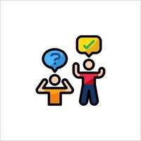Two people are talking with a question mark above them vector