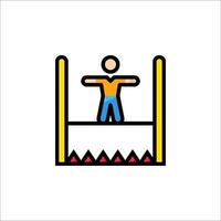 A man standing on a high jump line icon vector